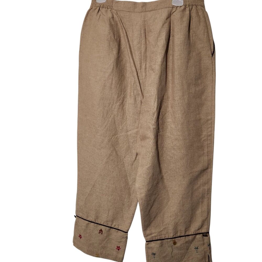 E.l.c.c Set Top Pants Size Medium/Large Brown Embroidered Silk-Linen-Rayon. - Picture 11 of 15
